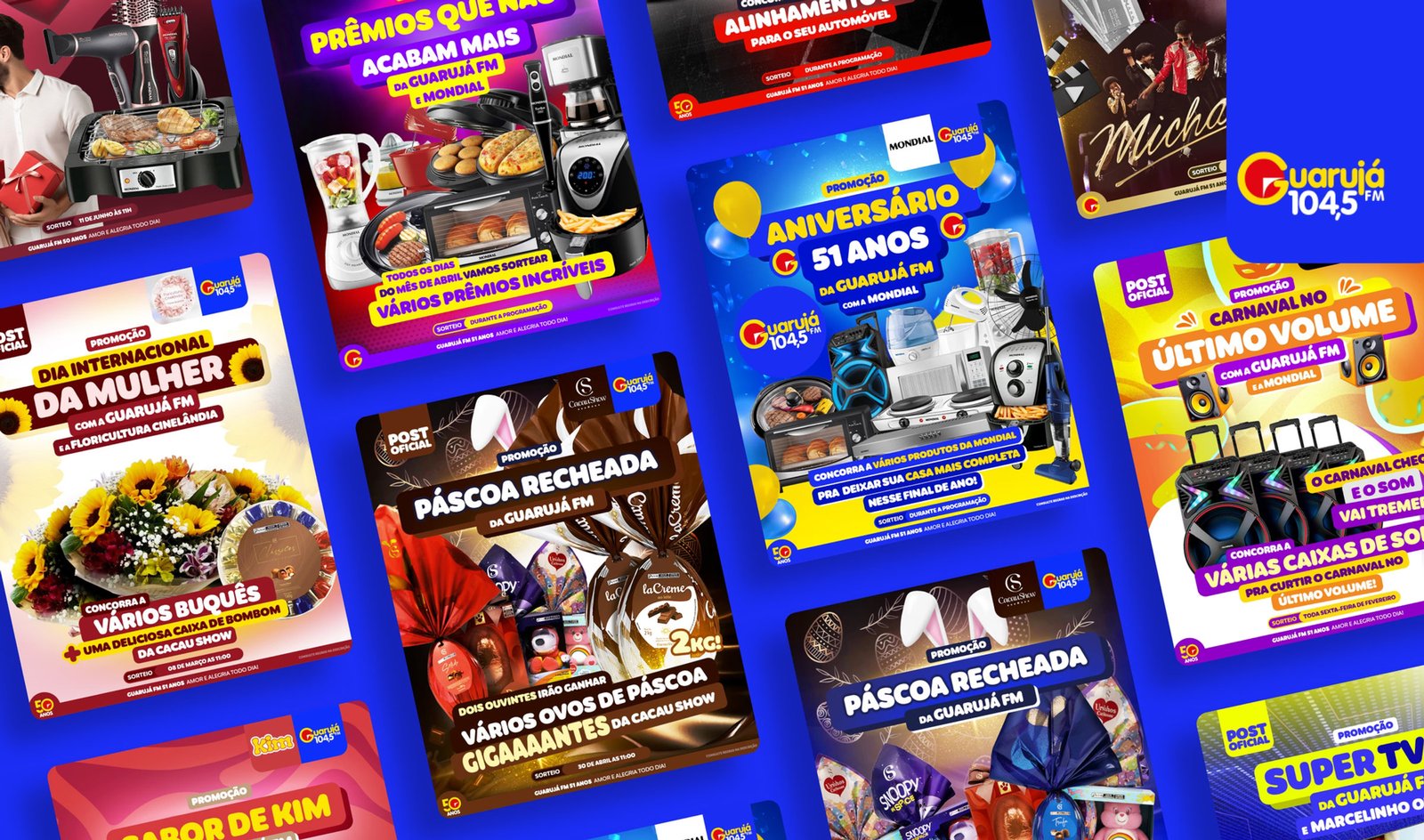 Posts de ofertas e campanhas para redes sociais da Guarujá FM