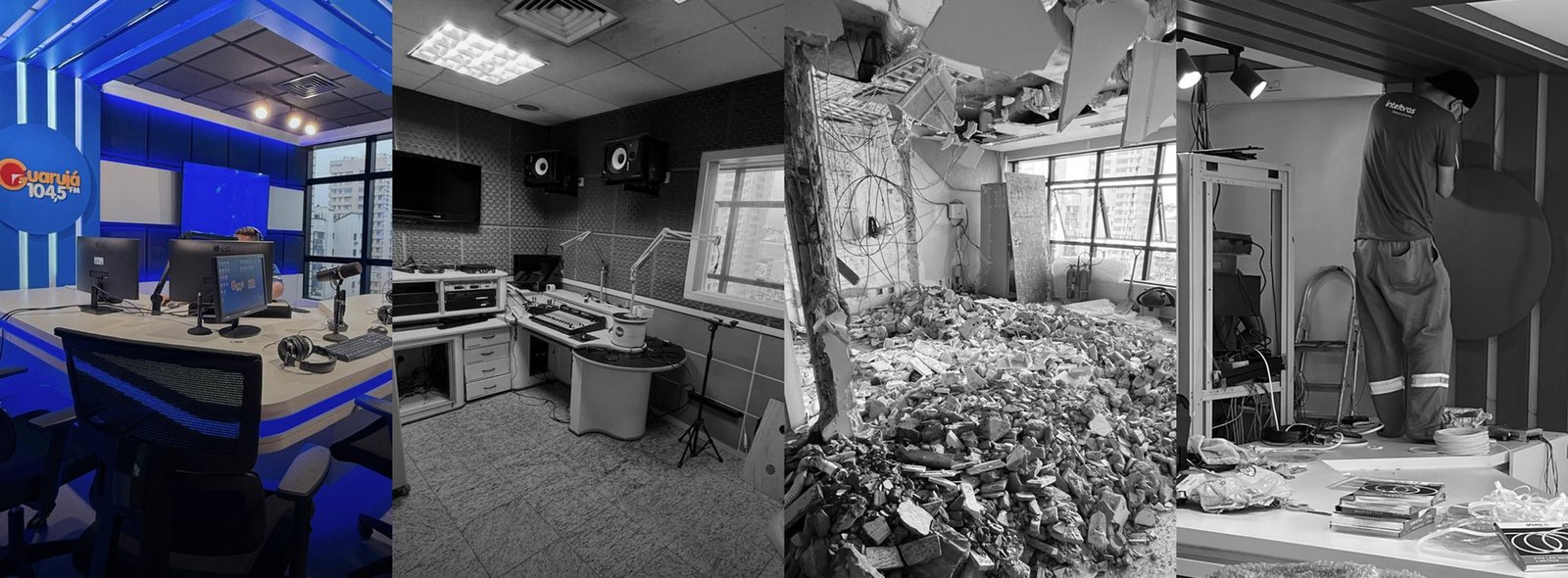 Obra de revitalização do estúdio da Guarujá FM
