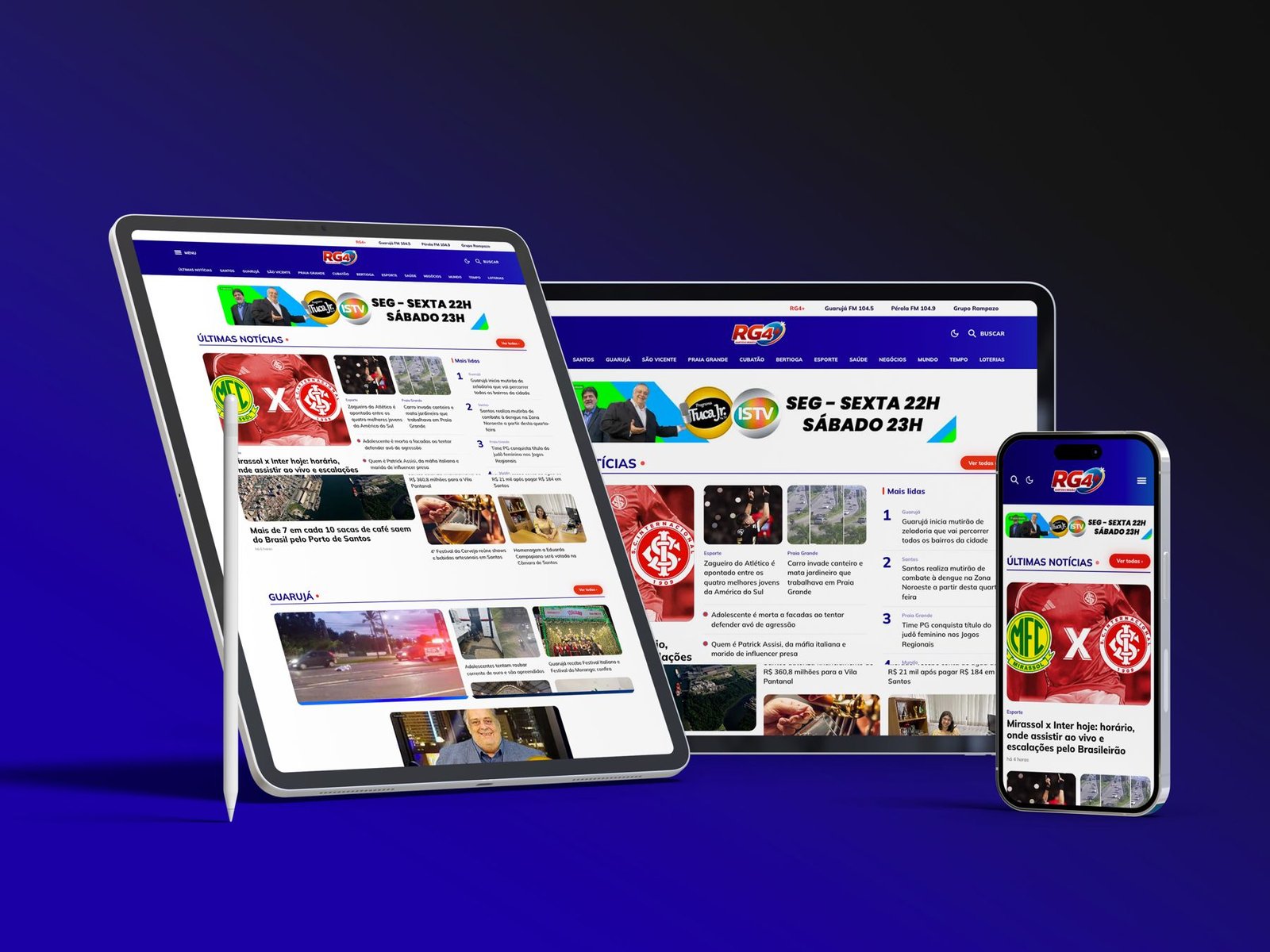 Site RG4 em tablet e celular